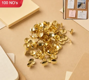 Golden Metal Drawing Pins for Notice Board, Office & School Use 100 No’s