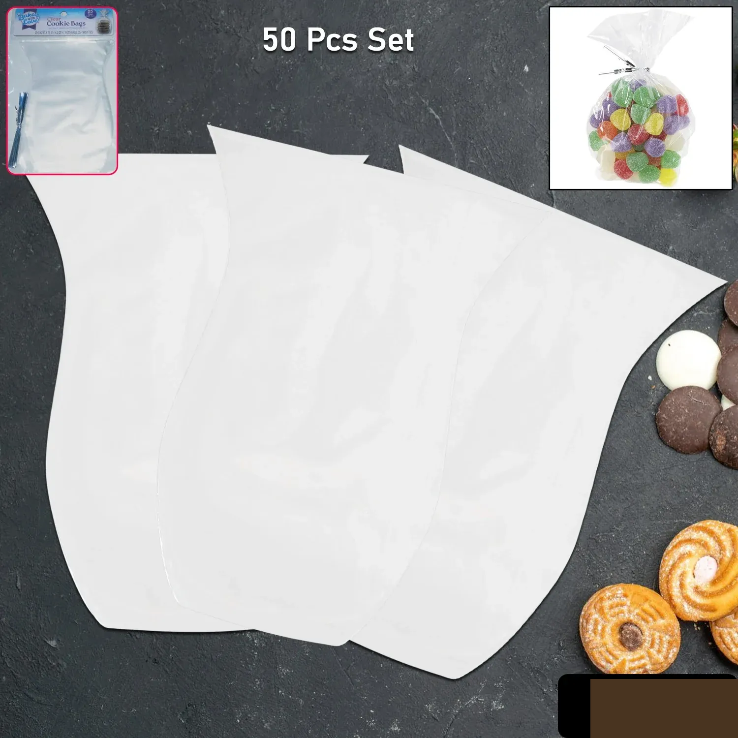 Clear Cookie Bags – Durable Food-Grade Treat Packaging (50 Pc) - Detailed Feature View 1