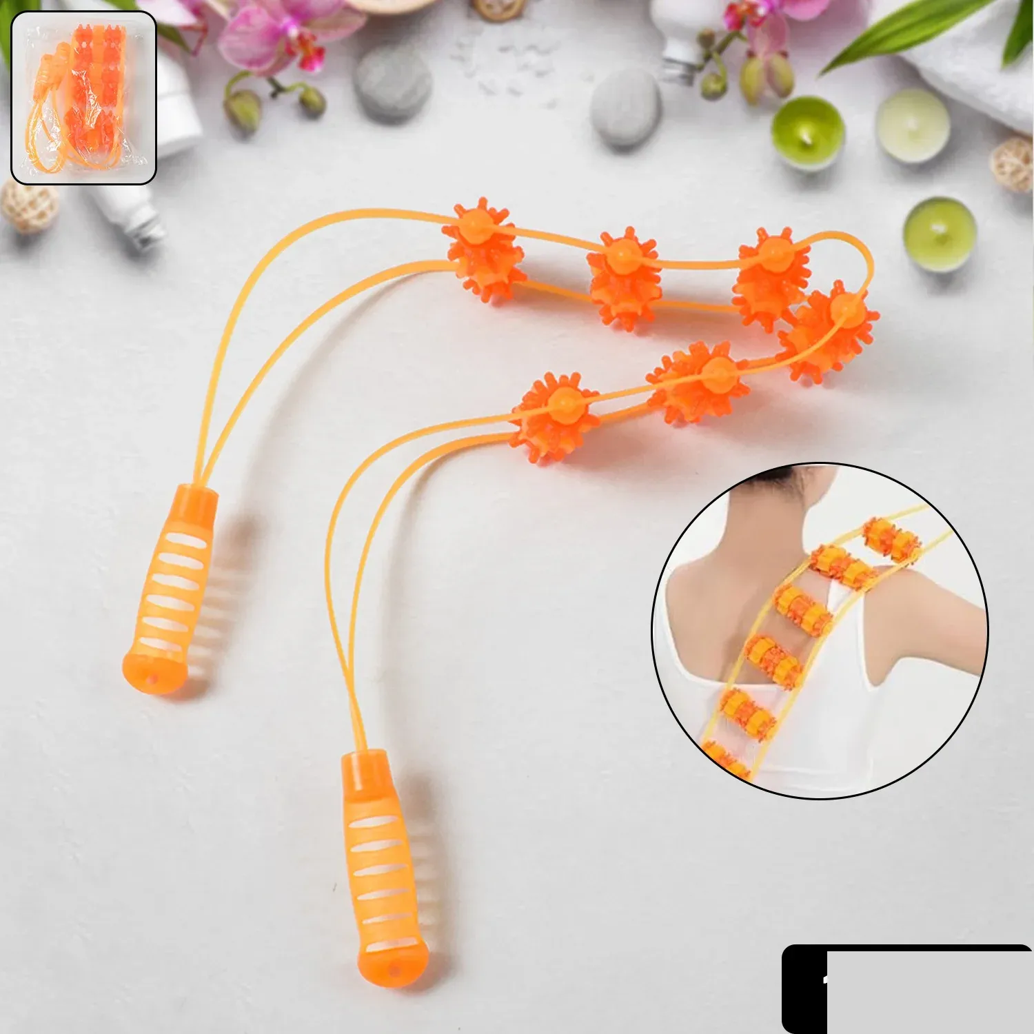 Velvet Wellness Handheld Back Massage Roller Rope - Portable Pain Relief - Detailed Feature View 1