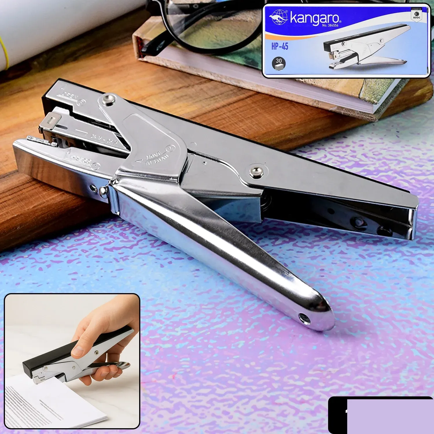 Kangaro HP-45 Heavy Duty Plier Stapler with Metal Body - Detailed Feature View 1