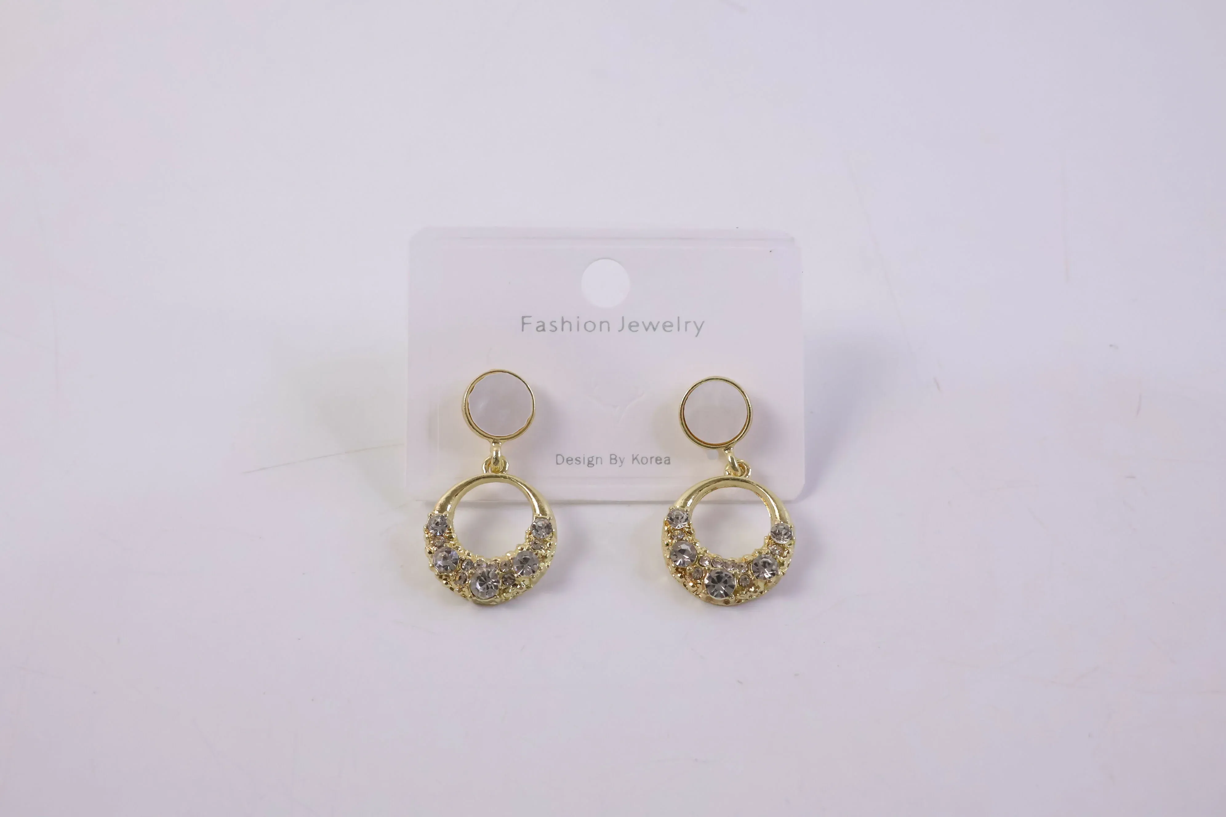 Elegant Gold Crystal Drop Earrings with Pearl Top for Women - Detailed Feature View 4