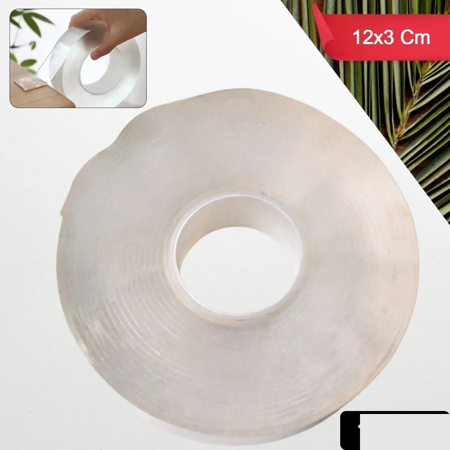 Sticky Double Sided Tape Washable Adhesive Tape Reusable (12×3 Cm / 1 Pc) - Detailed Feature View 1