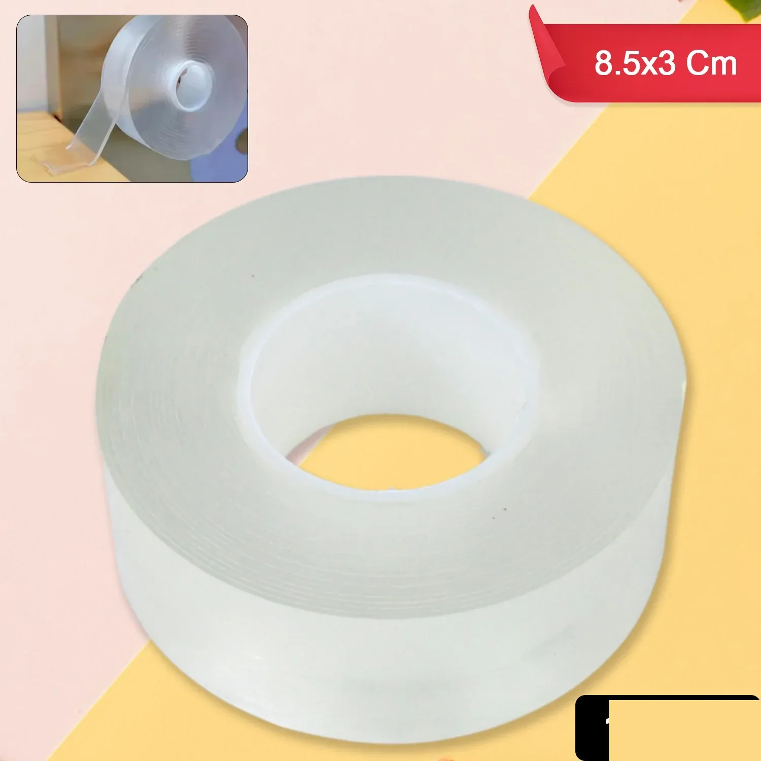 Sticky Double Sided Tape Washable Adhesive Tape Reusable (8.5×3 Cm / 1 Pc) - Detailed Feature View 1