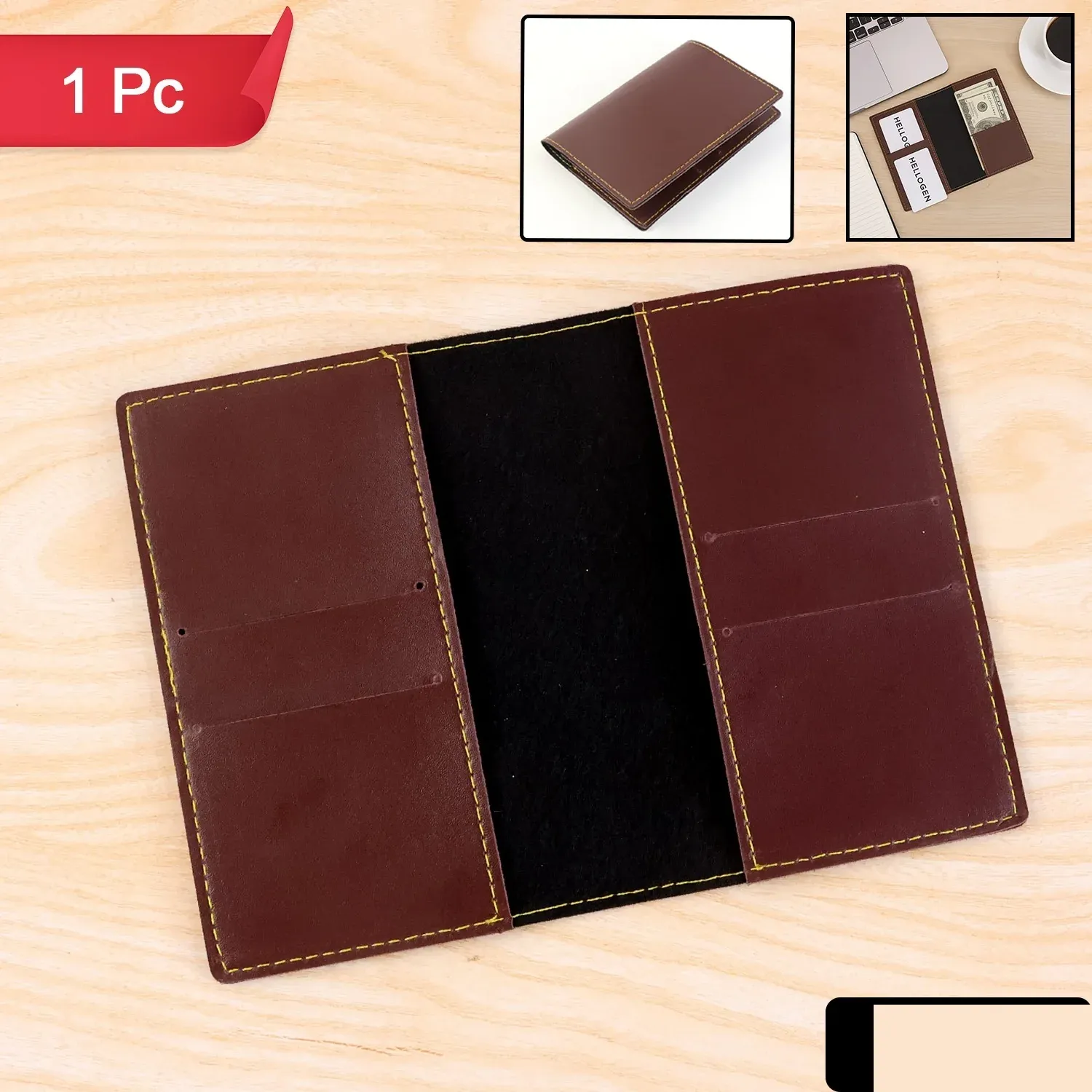 PU Leather Multipurpose Card Holder & Slim Travel Wallet (1 Pc) - Detailed Feature View 1