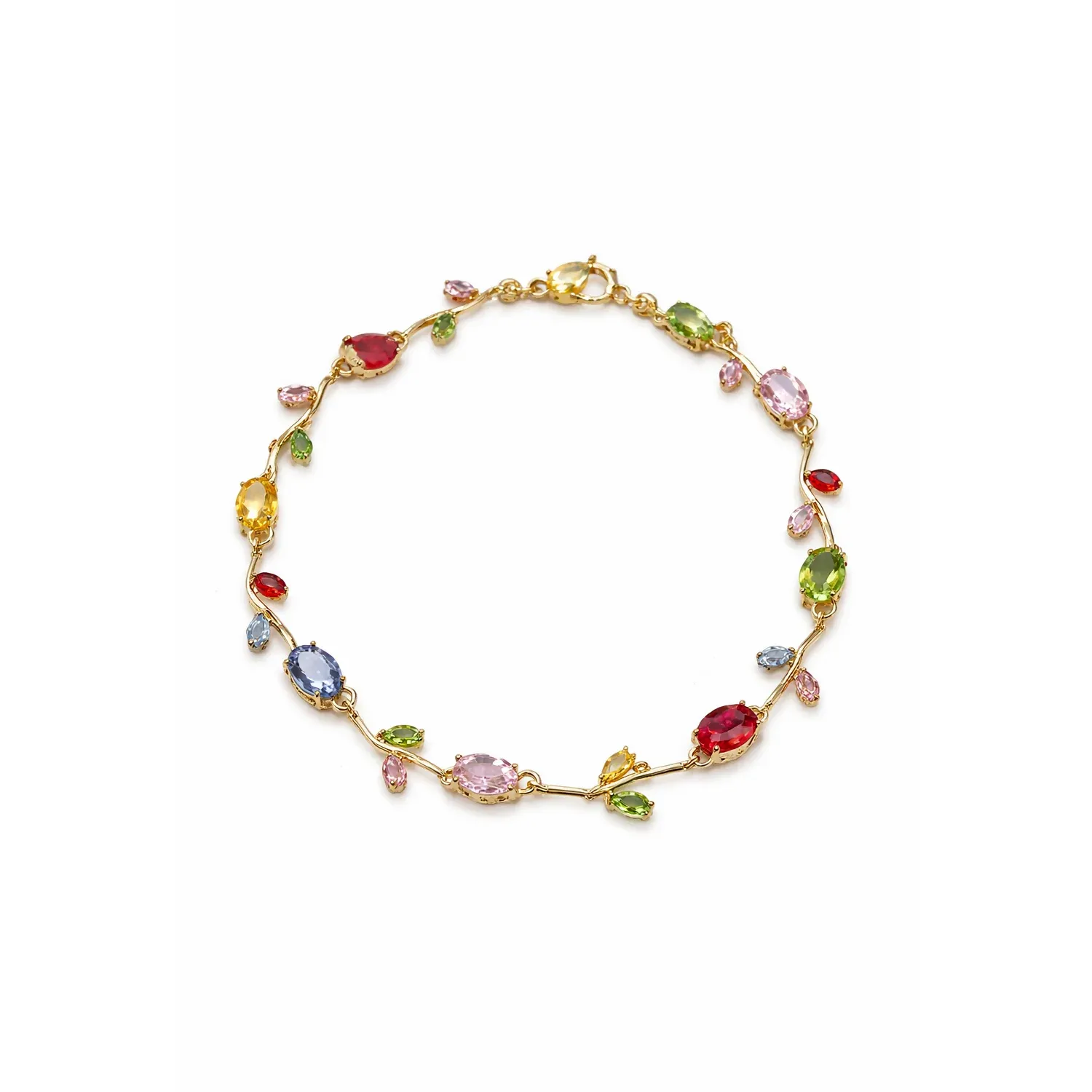 Gold-Plated Tulip Crystal Lava Stone Bracelet for Women & Girls - Detailed Feature View 3