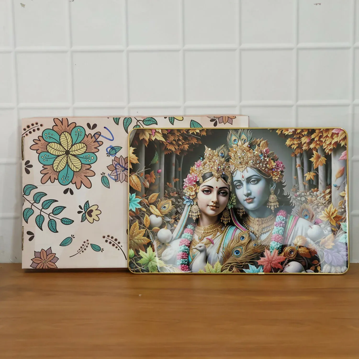 Radha Krishna Wall Frame Premium Spiritual Decorative Wall Art Home Decor (18x12 Inch) - Detailed Feature View 7