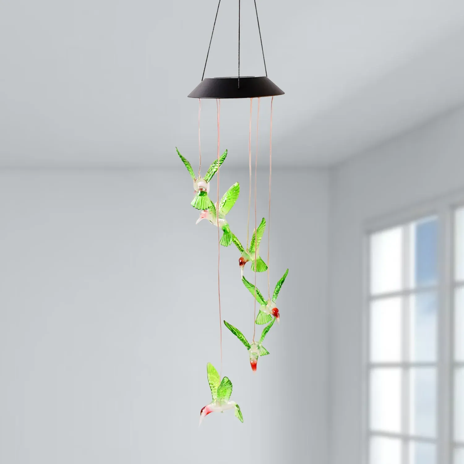 Solar Hummingbird Wind Chimes – Colorful LED Garden Decor - Detailed Feature View 5