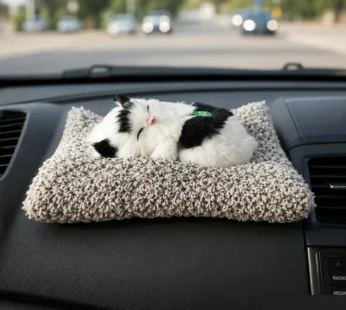 Sleeping Cat Plush Toy with Fluffy Cushion for Car & Room Decor