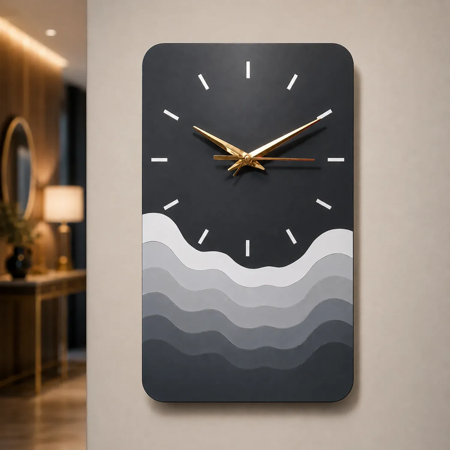 Premium Modern Minimalist Wave Wall Clock | Silent Decorative Wall Clock for Living Room, Bedroom & Office - Buy Online at Alikart