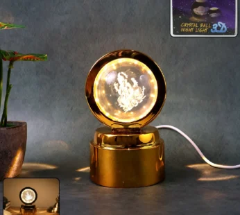 Ganpati Bapa 3D Crystal Ball Night Light with LED Illumination (1 Pc)