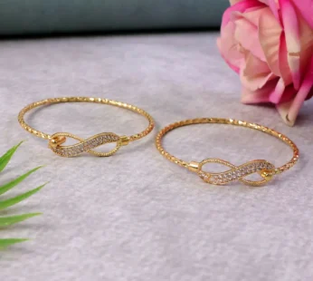 Gold Plated Infinity Design Stone Bracelet Pair – Elegant Kada Bangles