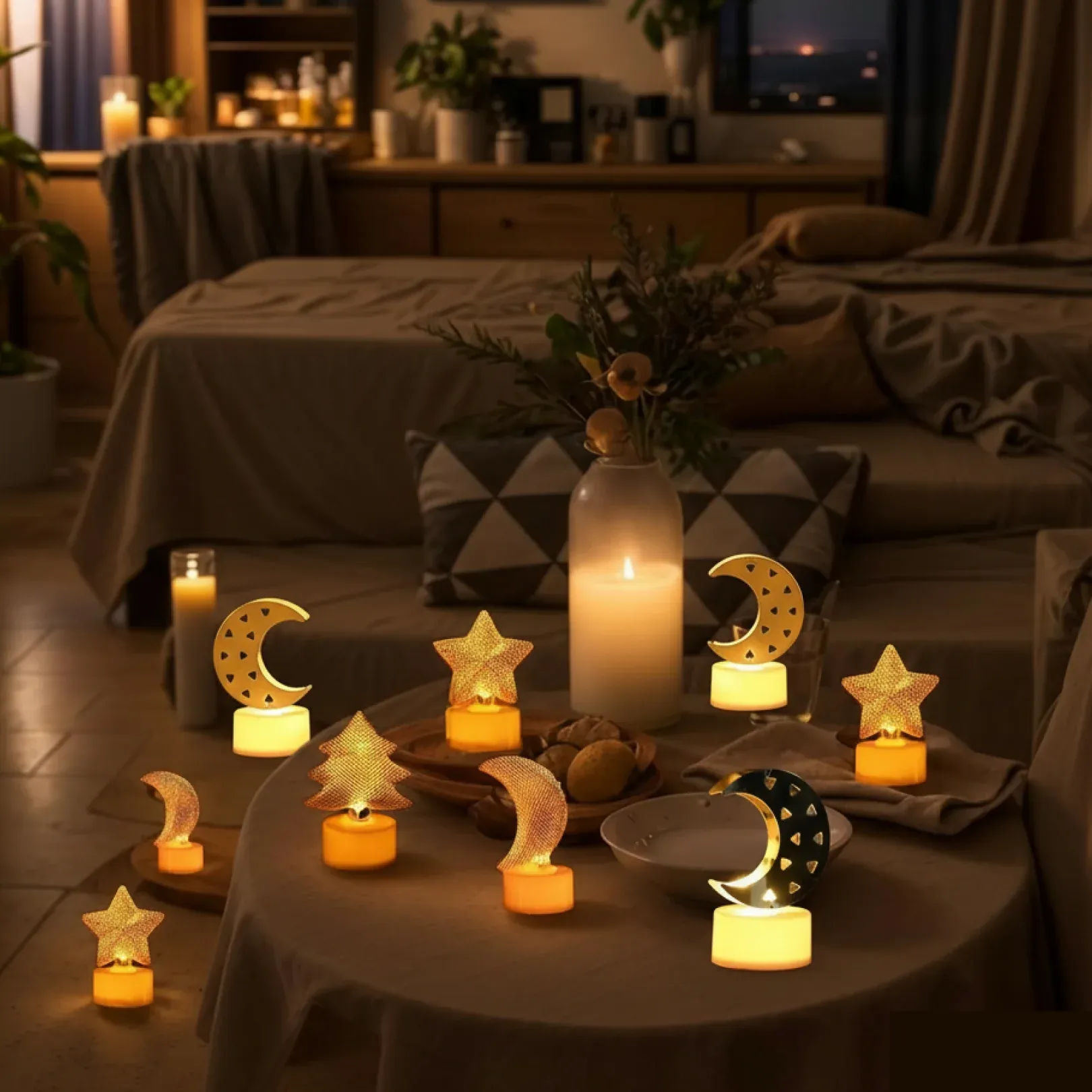 Decorative Moon Shaped Flameless LED Candles (12 Pc) - Detailed Feature View 2