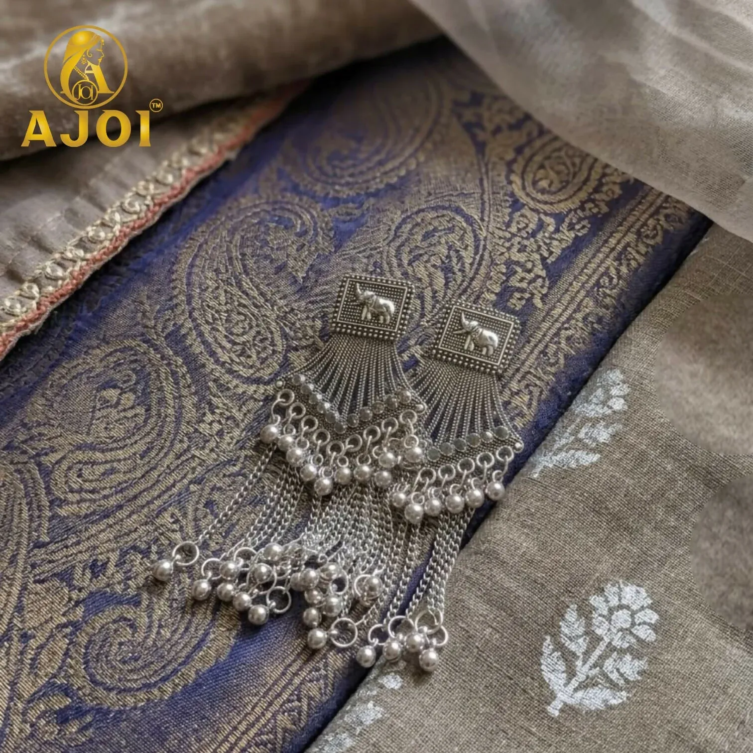 Premium Heritage Silver Elephant Earrings - Buy Online at Alikart