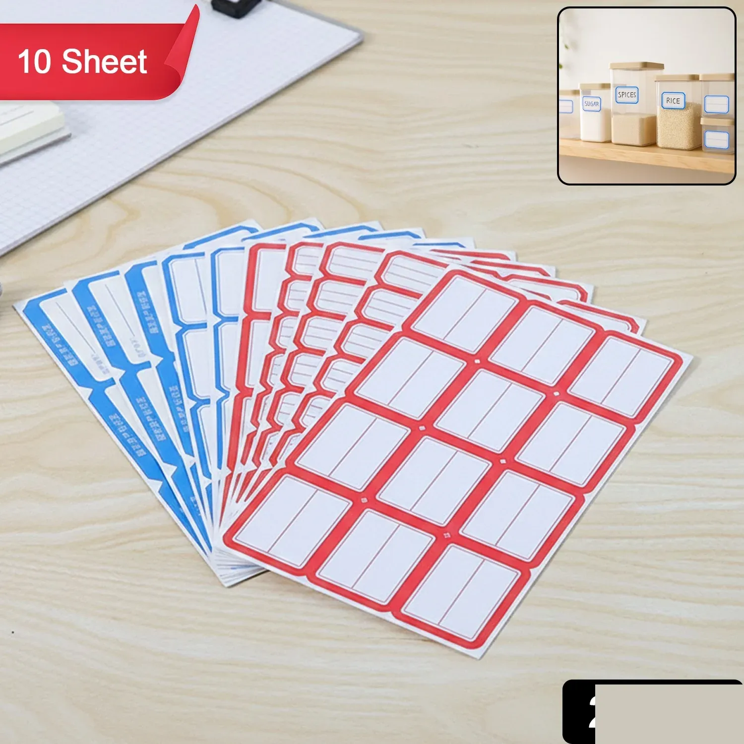 10 Sheets Red & White Self-Adhesive Shipping Label Stickers - Detailed Feature View 1