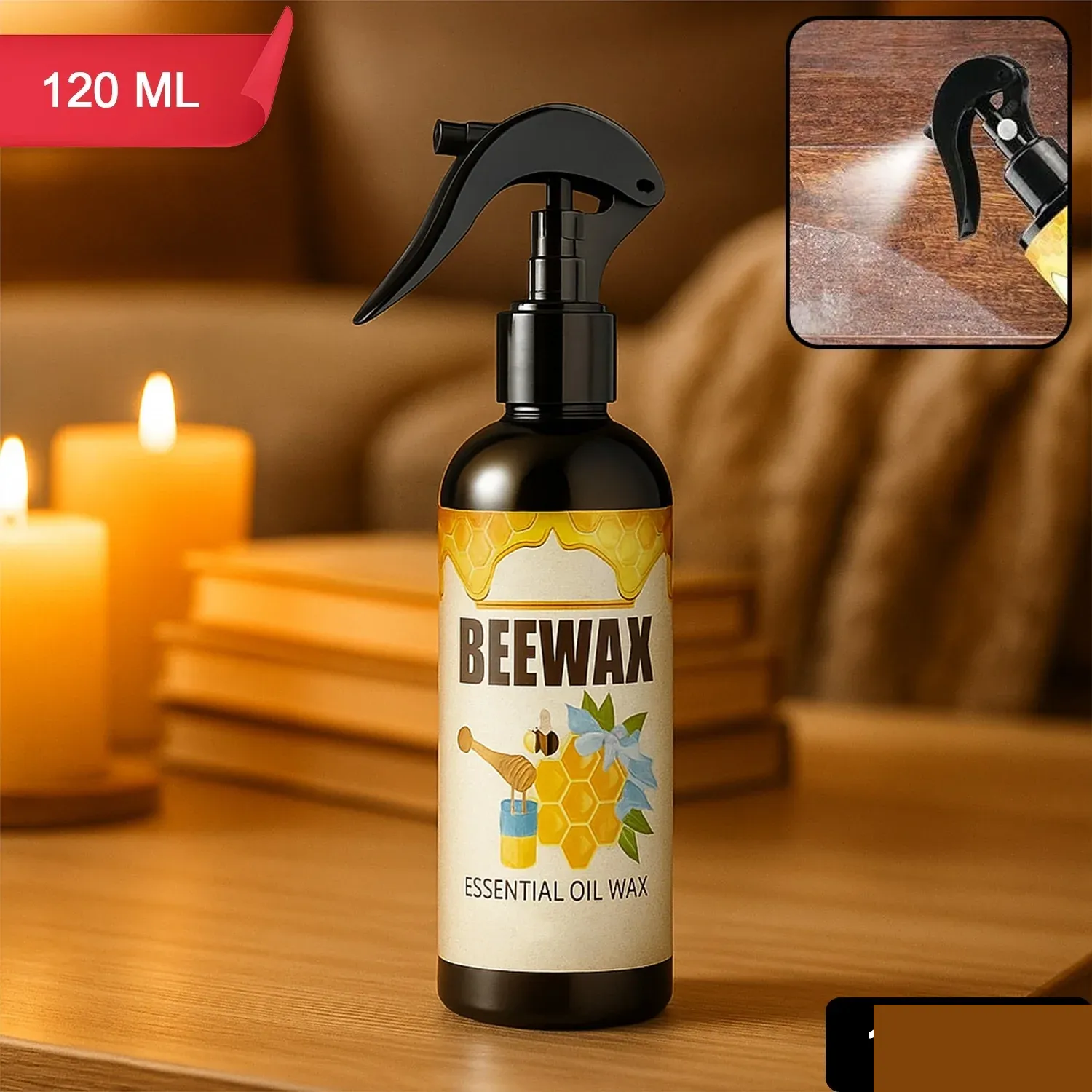 Beeswax Essential Oil Wood Polish Spray 120Ml - (Set) - Detailed Feature View 1