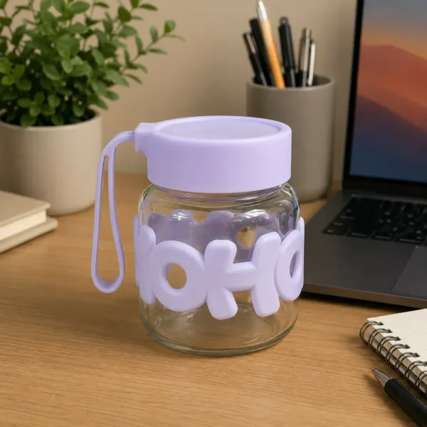 Glass Water Bottle – Silicone Sleeve & 300ml Capacity for Easy Hydration