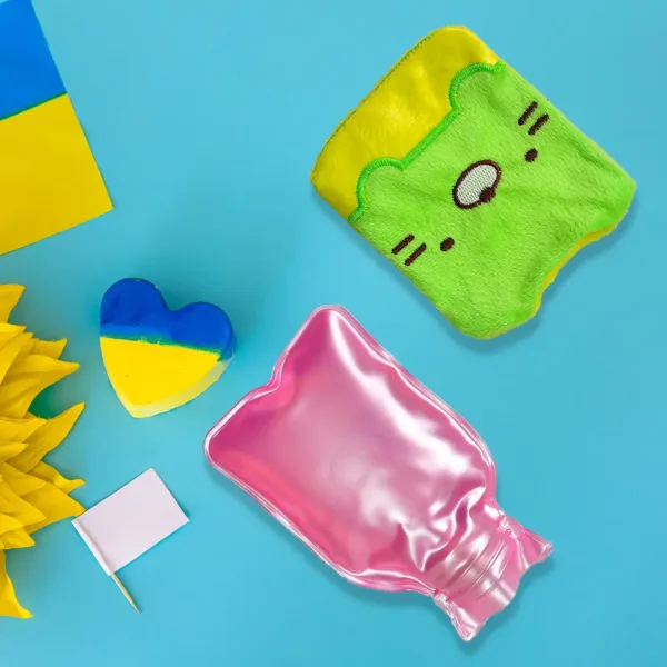 Hot Water Bag for Pain Relief – Green Kitty with Soft Cover | Velvet Wellness