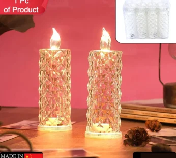 Rose Candles LED Flameless and Smokeless Decorative Acrylic Transparent Candles Led Tea Light Candle Perfect for Gifting, Home, Diwali, Christmas, Crystal Candle Lights, Diwali (1 Pc)  (MOQ :- 12 pc )