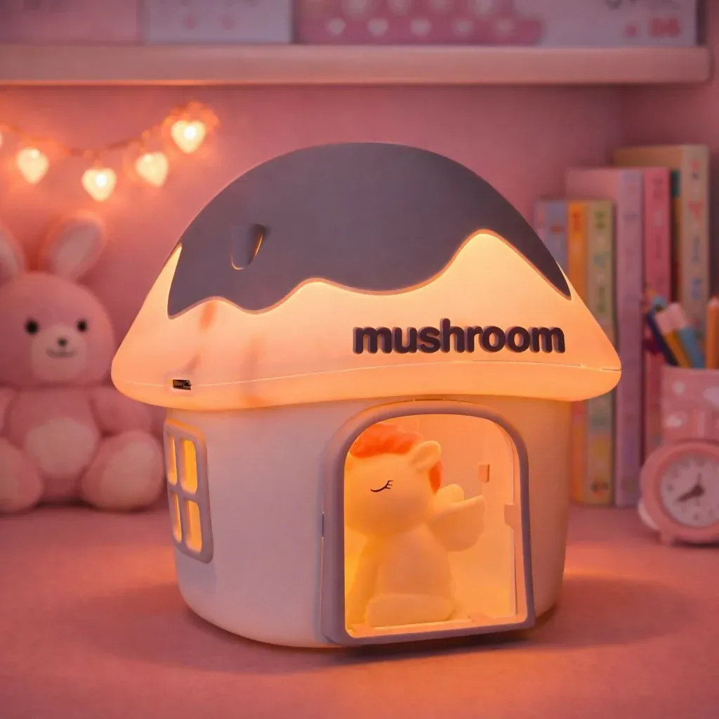 Premium Cute Unicorn Mushroom House LED Night Lamp for Kids Bedroom Desk Decor - Buy Online at Alikart