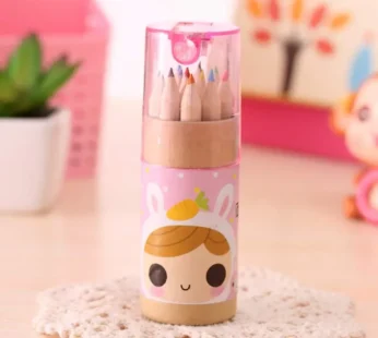 Kids Colouring Pencils Set – 12 Mini Shades with Sharpener | TinyTrendy