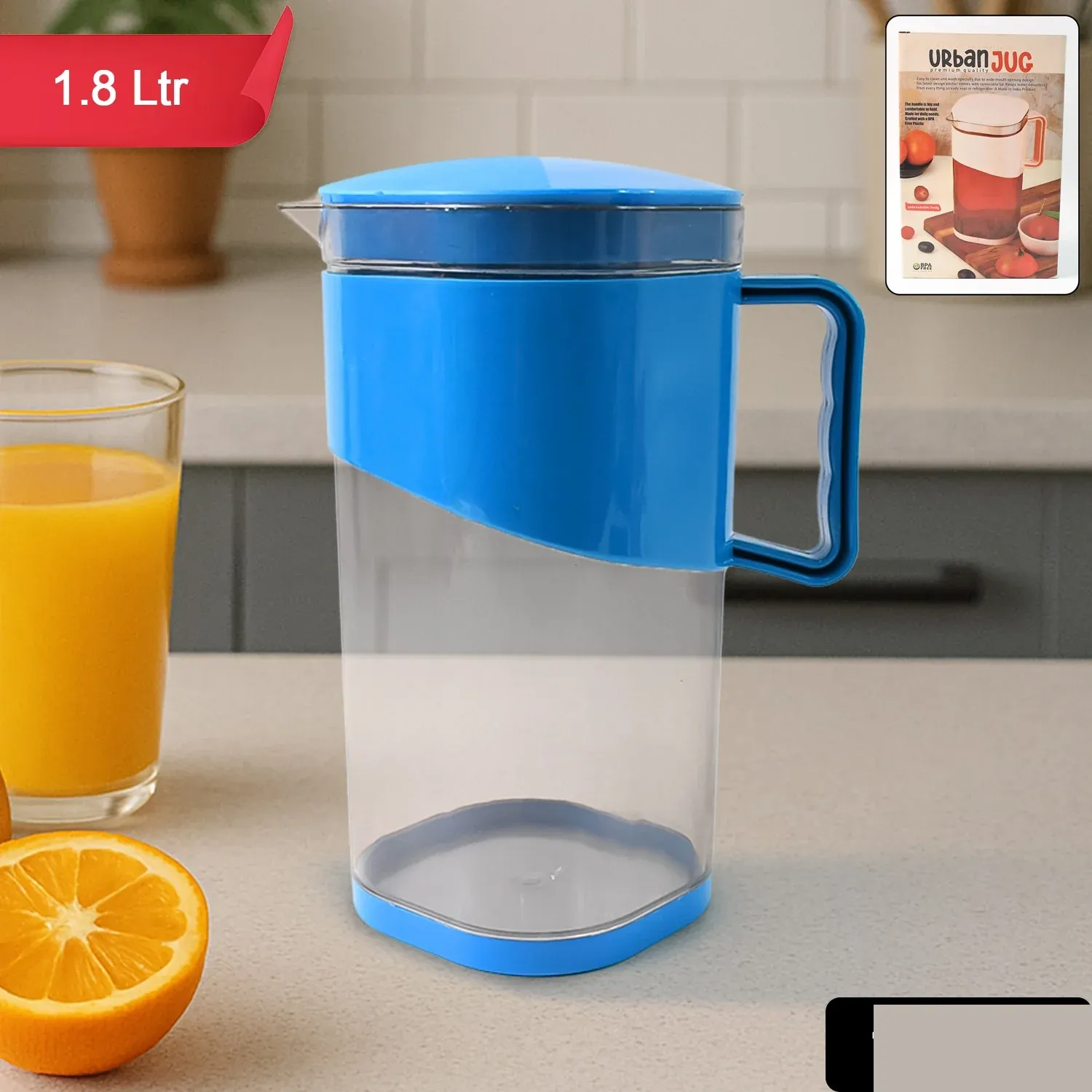 Plastic Water Jug 1.8 Litre – BPA-Free with Lid & Handle - Detailed Feature View 1