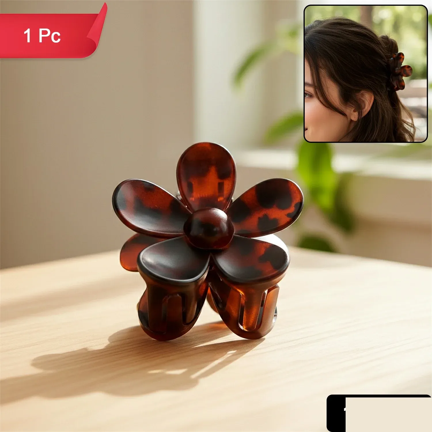 Elegant Plastic Flower Hair Clip – Stylish Claw Clip for Women - Detailed Feature View 1