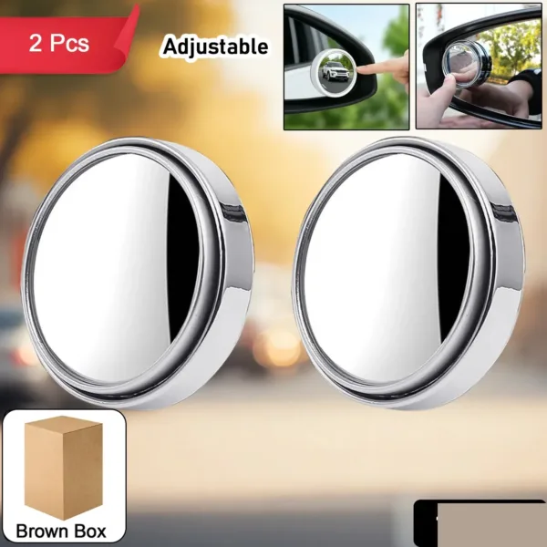 Silver Round Blind Spot Mirrors for Car Side – 2 Pcs