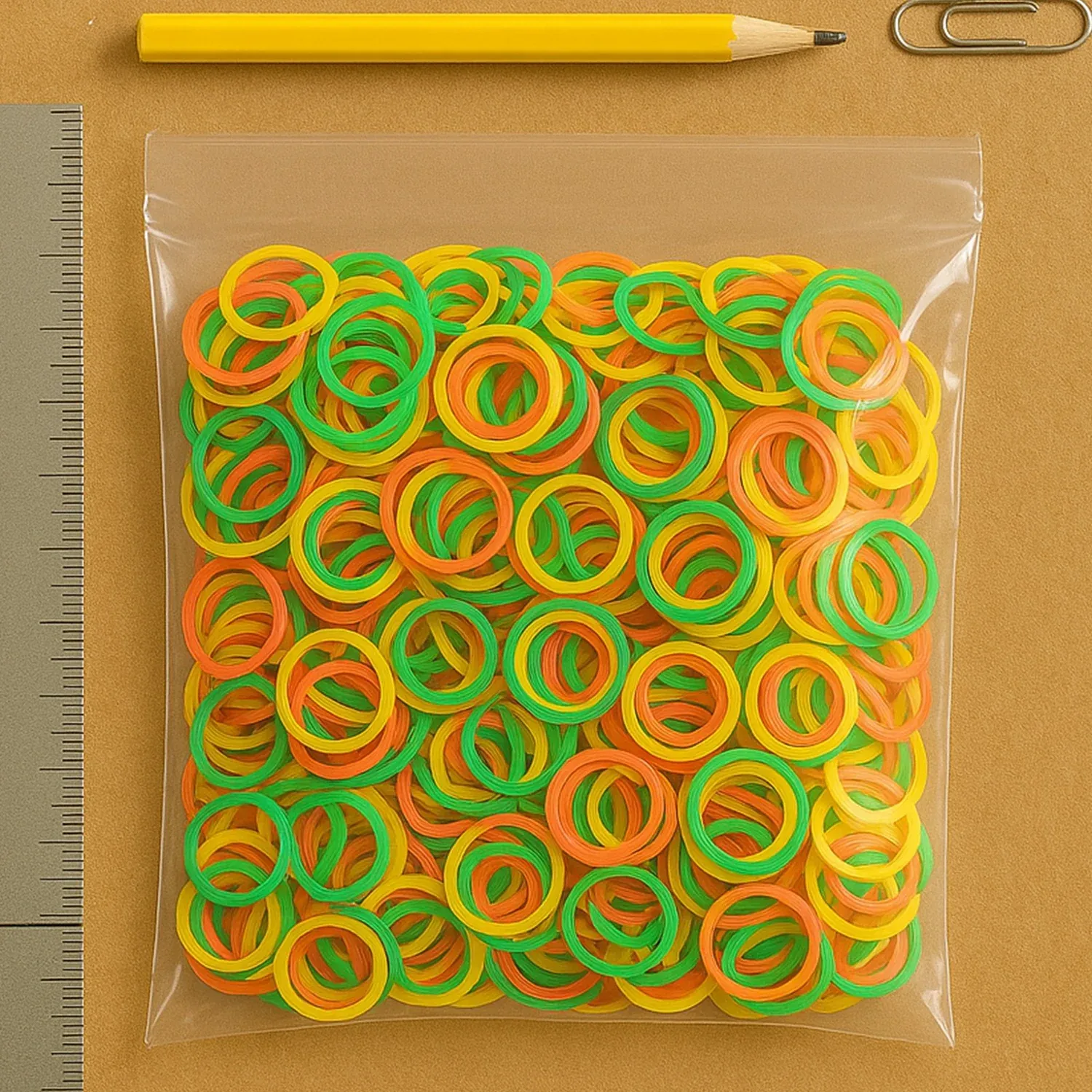 Multicolor Elastic Rubber Bands for Office, Home & Kitchen - 1 Inch, 50 GM - Detailed Feature View 1