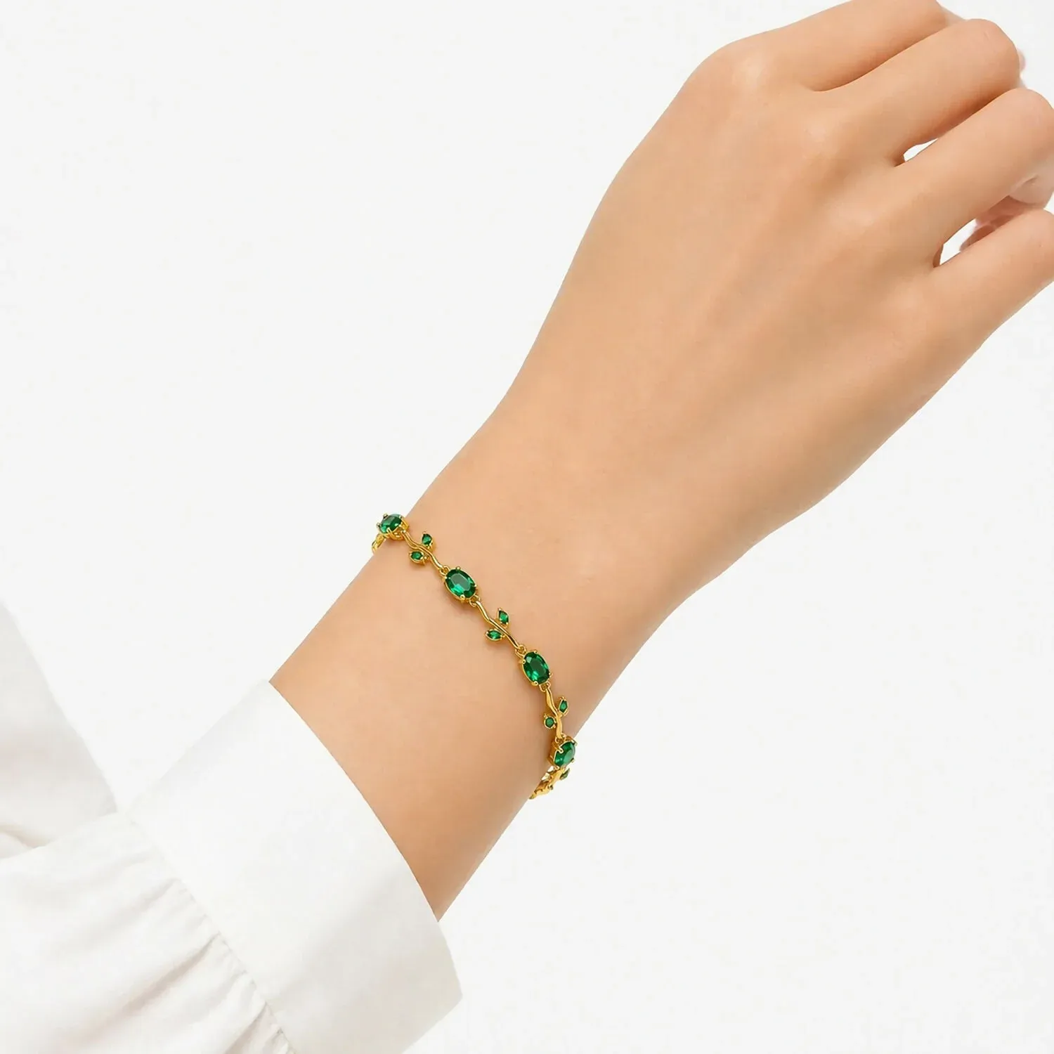 Gold-Plated Tulip Vine Crystal Bracelet for Women & Girls - Detailed Feature View 3