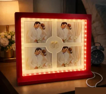 LED Photo Frame Collage for 4 Photos – Decorative Display Gift