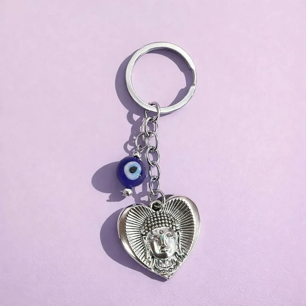 Premium Buddha Evil Eye Heart Keychain for Car Keys & Bags - Buy Online at Alikart