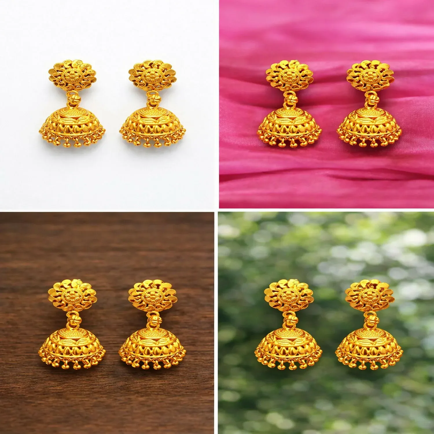 Traditional Gold Plated Jhumka Earrings for Women - Detailed Feature View 4