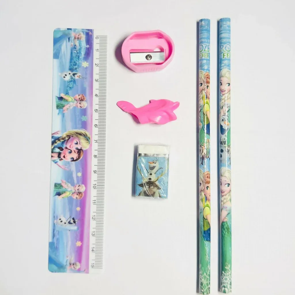 Premium Kids Stationery Set with 2 Pencils, Ruler, Eraser, Sharpener & Finger Grip - Buy Online at Alikart