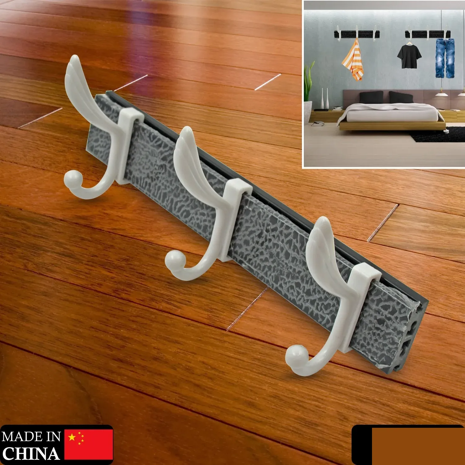 Wall Mounted Coat Rack – 6 Hooks for Entryway & Bedroom | GlimmerHome - Detailed Feature View 1