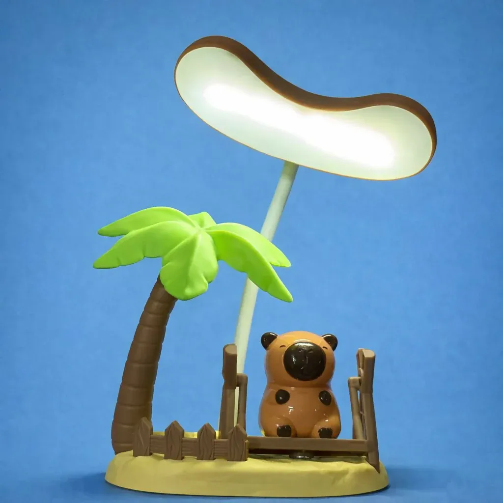 Kids Cartoon Desk Lamp with Cute Bear & Palm Tree Study Light - Detailed Feature View 2