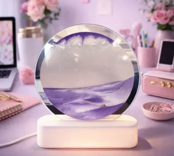 LED Round Static Lavender Sand Art Lamp | Ambient Decorative Night Light Décor