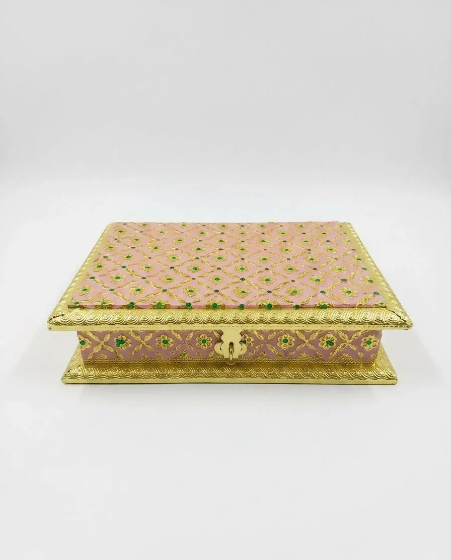Handicraft Meenakari Pink Dry Fruit Box – Traditional Decorative Gift - Detailed Feature View 7