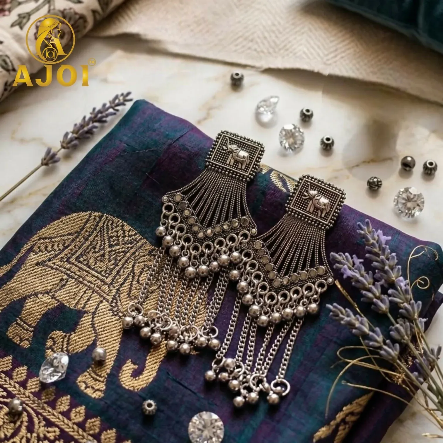 Heritage Silver Elephant Earrings - Detailed Feature View 2