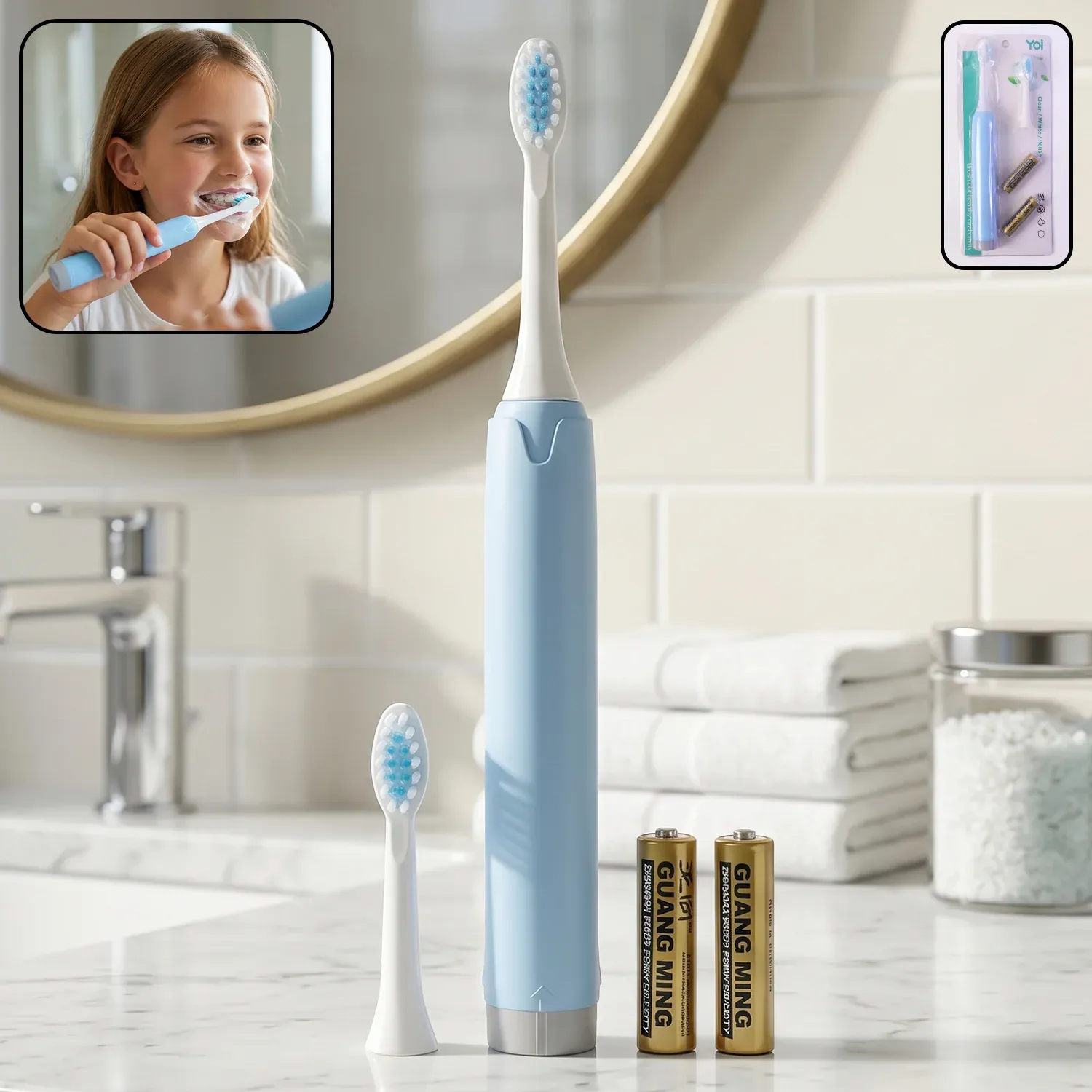 Electric Sonic Toothbrush with Extra Head & 2 AA Batteries - Detailed Feature View 6