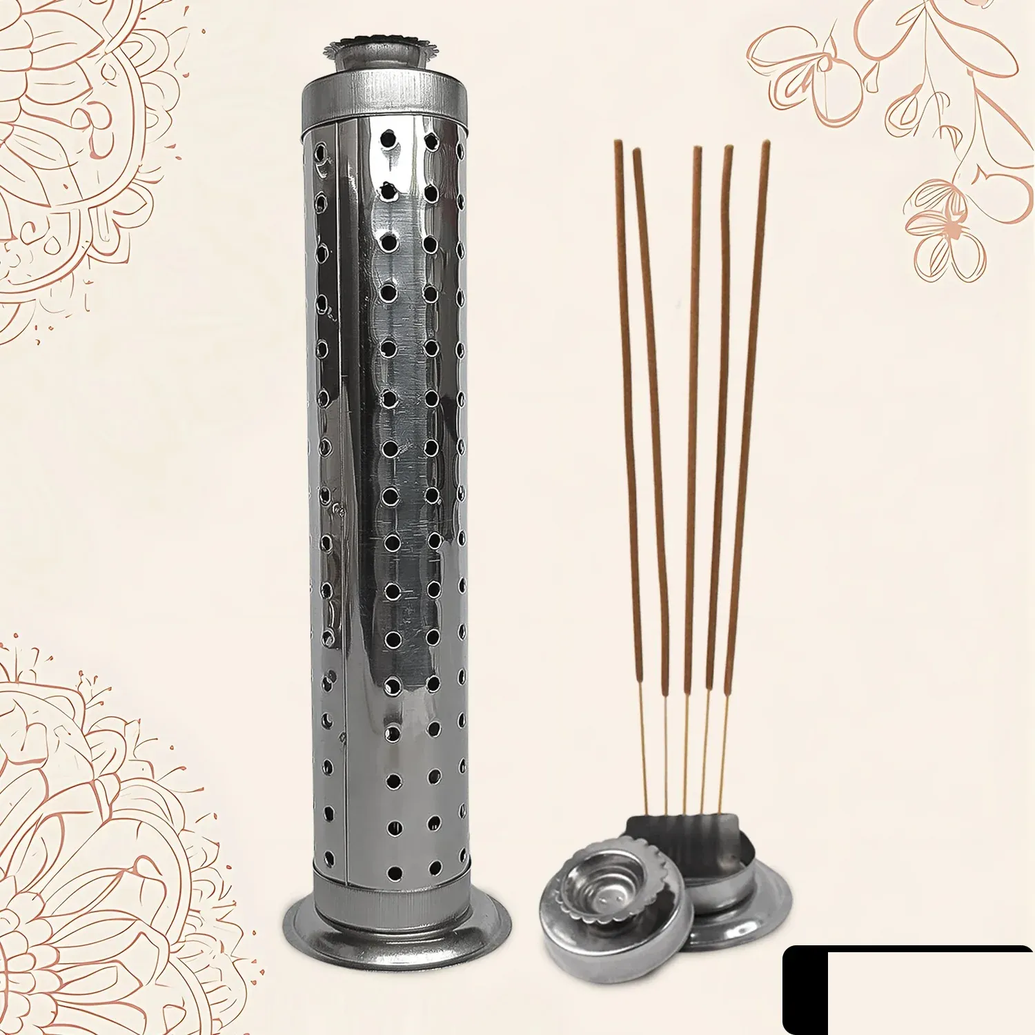 Stainless Steel Agarbatti Stand – Safe Ash Catcher for Puja - Detailed Feature View 1