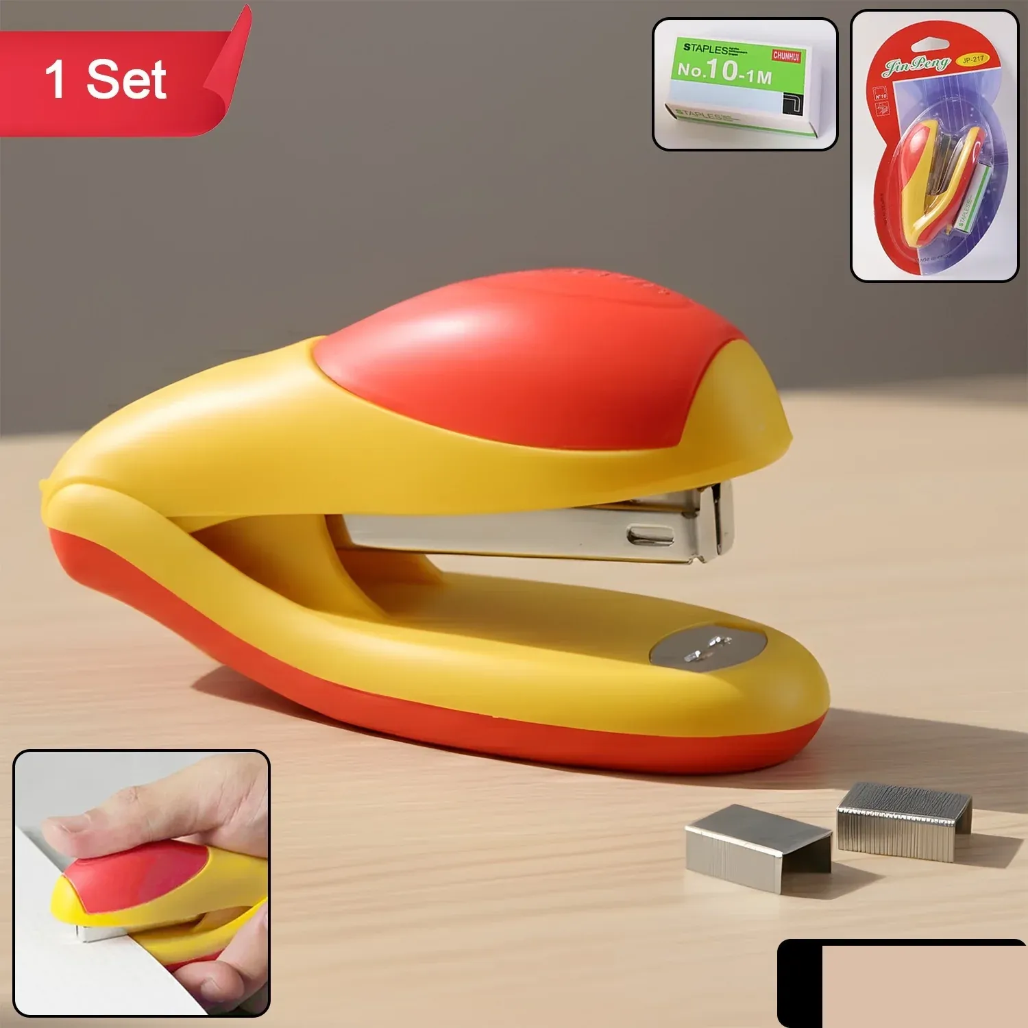 Heavy-Duty Desktop Stapler with Ergonomic Grip & Staples - Detailed Feature View 1