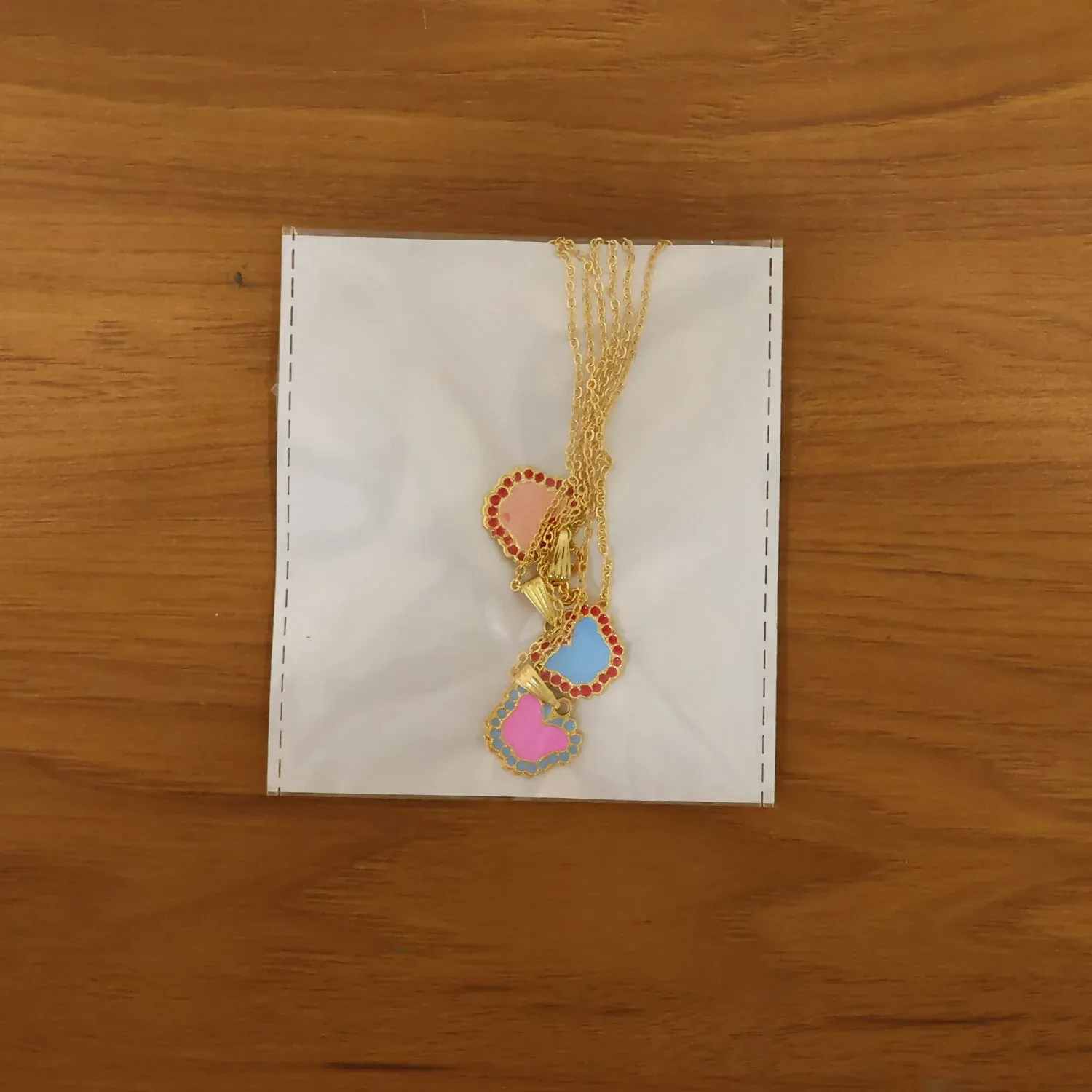 Cute Butterfly-Shaped Gold Pendant Necklace with Color Stones - Detailed Feature View 5