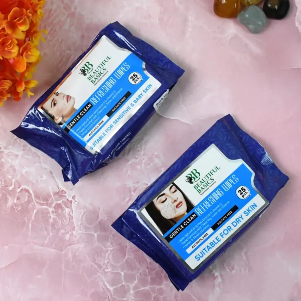 Beautiful Basics Dry & Sensitive Skin Face Wipes 2x50pcs
