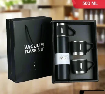 Stainless Steel Vacuum Flask Set with 3 Cups – 500ml