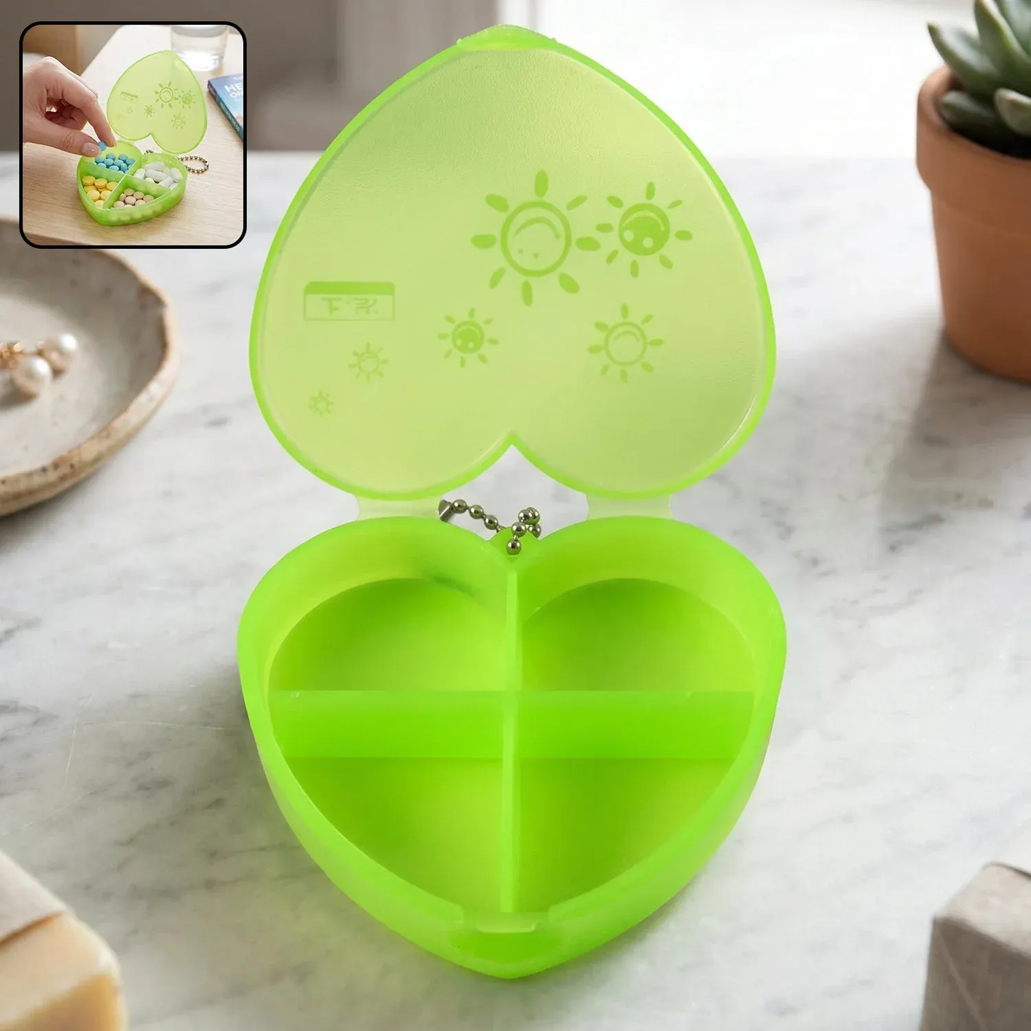 Heart Shape Pill Organizer – Compact Travel-Friendly Storage - Detailed Feature View 2