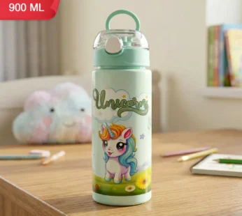 Kids 900ml Leak-Proof Unicorn & Space Water Bottle with Straw