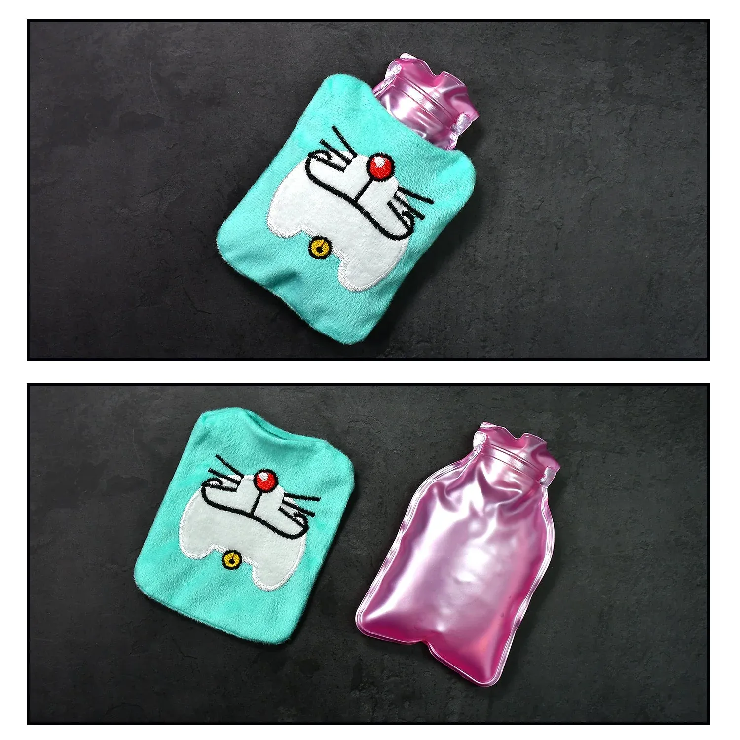 Doremon Hot Water Bag – Pain Relief with Soft Cover | Velvet Wellness - Detailed Feature View 2