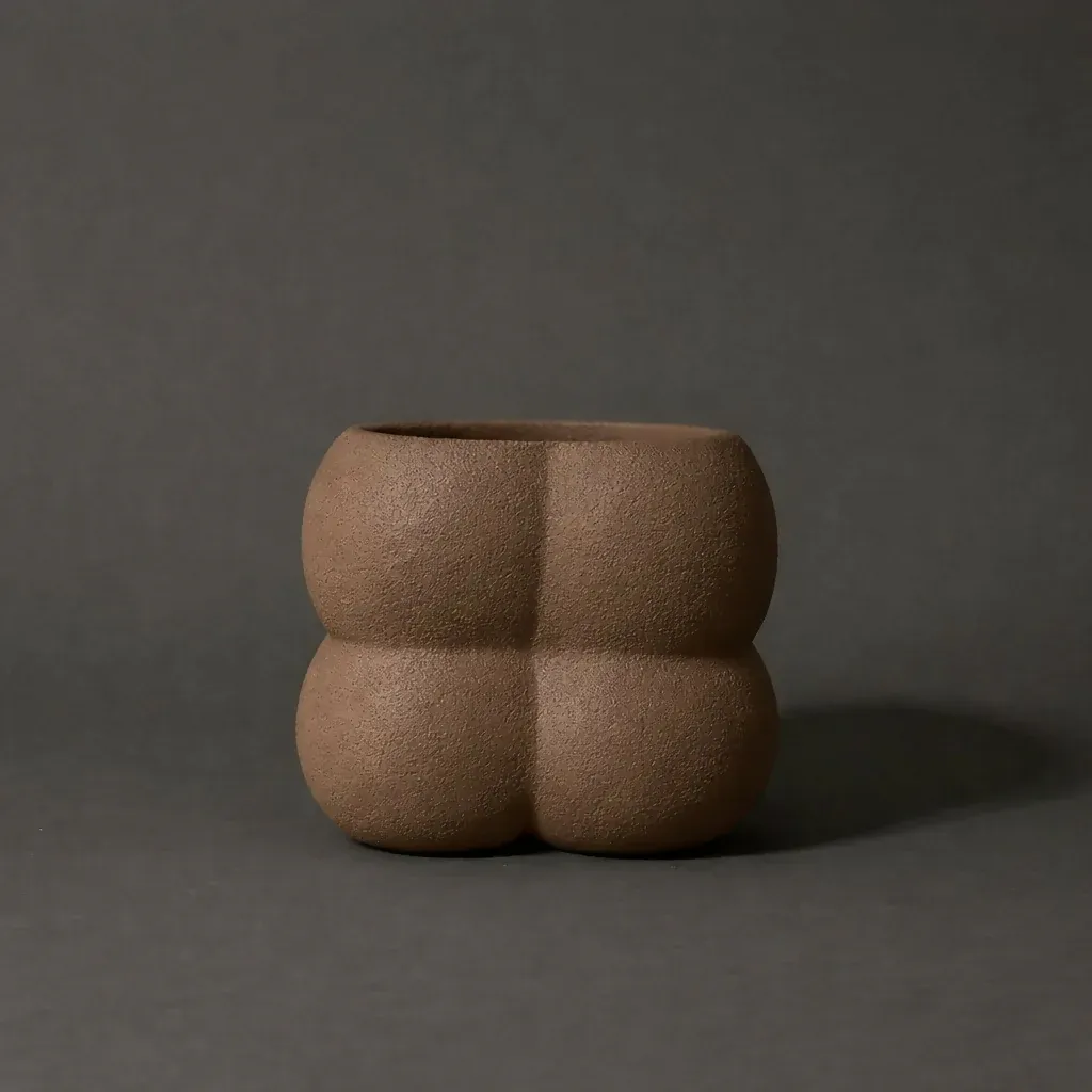 Textured Ceramic Planter Pot Modern Decorative Plant Holder - Detailed Feature View 3