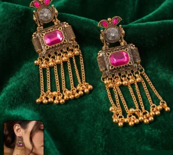 Heritage-Inspired Kashmiri Dangler Earrings with Ghungroo Tassels