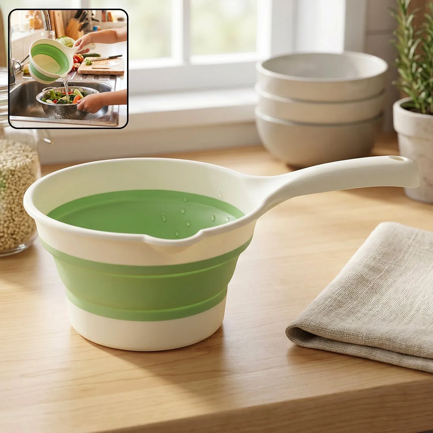 Foldable Water Dipper – Space-Saving, Easy Pouring & Versatile - Detailed Feature View 2